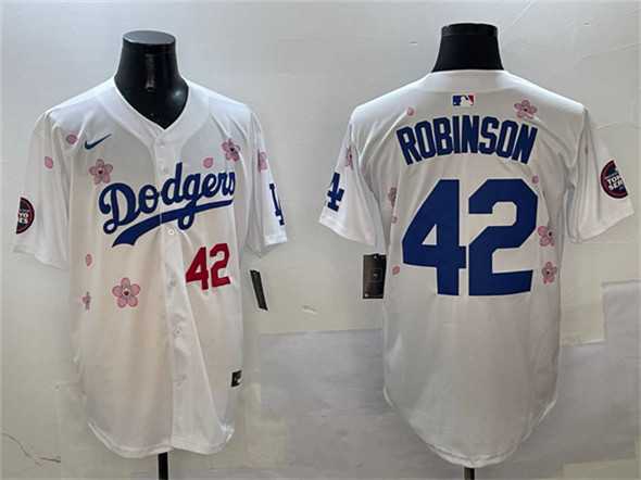 Mens Los Angeles Dodgers #42 Jackie Robinson White 2025 Tokyo Series Limited Stitched Jersey